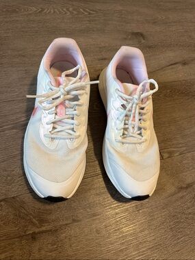 Nike White Sneakers with Light Pink Accents